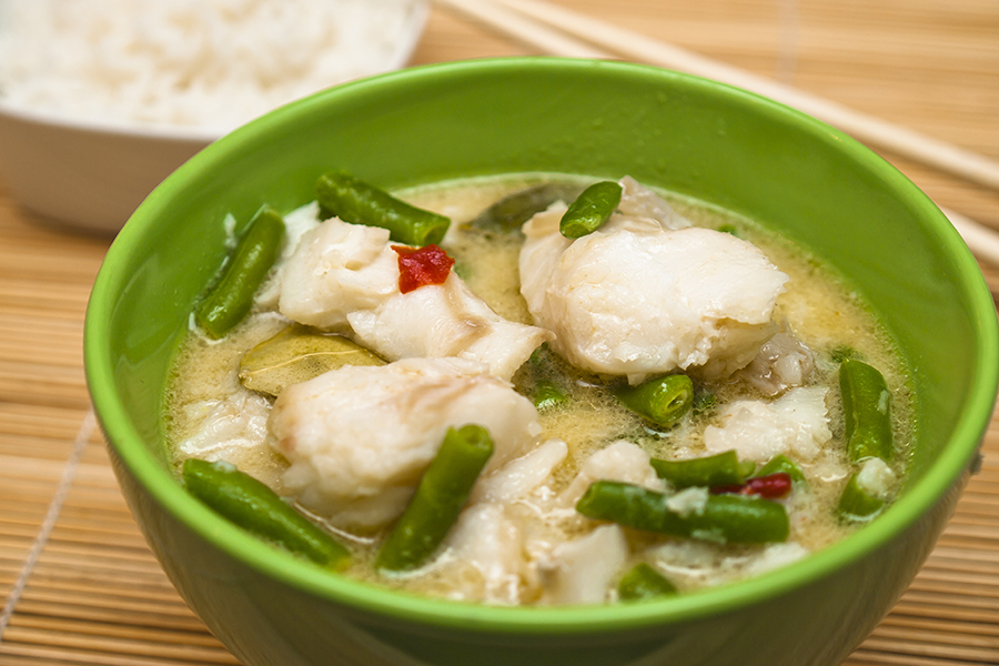Curry verde di pesce bianco